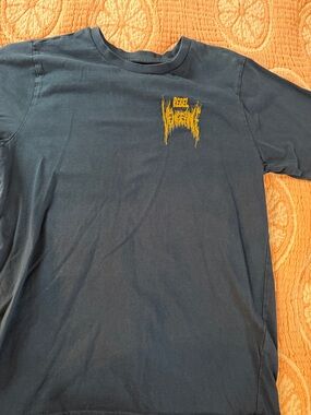 rebel vengeance Navy Short Sleeve Tee with Yellow Chest Logo